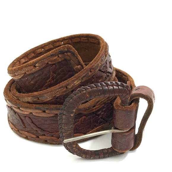 MEXICO Other - VINTAGE Mexican LEATHER Tooled Western Cowboy BELT